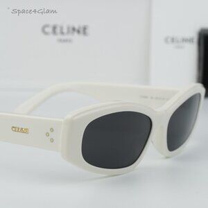 BRAND NEW Celine CL40252I 25A White Grey Rectangle Women Sunglasses